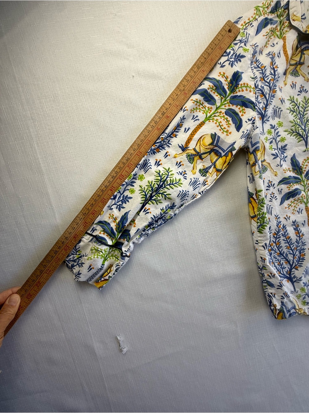 Printfresh Camel Party‎ Pajama Top Long Sleeve Cotton Button Front Blue Yellow M - Picture 5 of 9